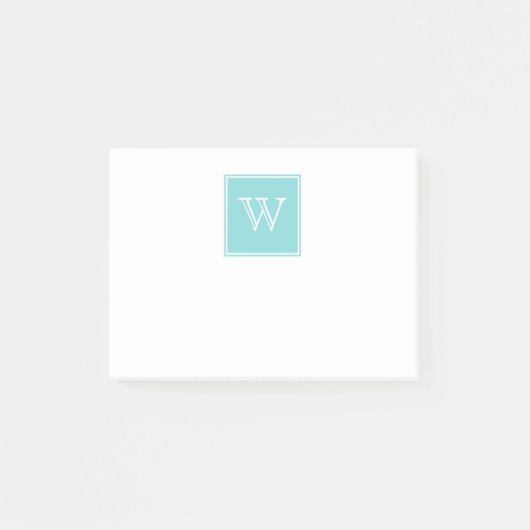 Turquoise Square Monogram Sticky Notes (Voorkant)