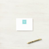 Turquoise Square Monogram Sticky Notes (Op bureau)