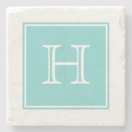 Turquoise Square Monogram Stone Onderzetter