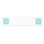 Turquoise Square Monogram Table Runner Korte Tafelloper (Horizontaal)