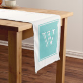 Turquoise Square Monogram Table Runner Korte Tafelloper (Voorbeeld)