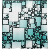 Turquoise Squared Shower Curtain Douchegordijn (Voorkant)