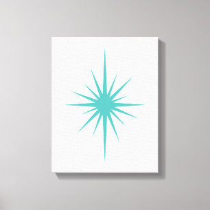 Turquoise Starburst Mid Century Modern Canvas Afdruk
