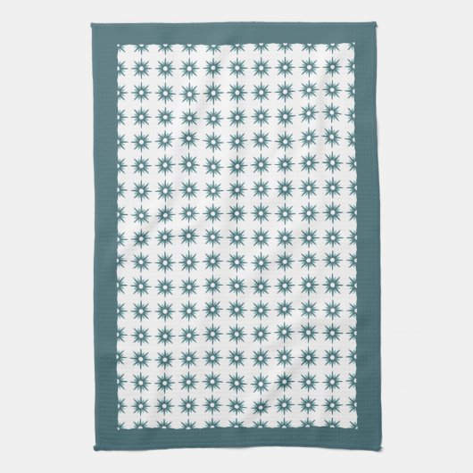 Turquoise Starburst Pattern uit het midden van de  Theedoek (Verticaal)