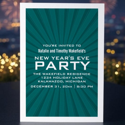 Turquoise Starburst Stripes Invitation de la fête