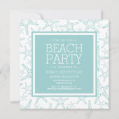 Turquoise Starfish Beach Party Kaart (Voorkant)