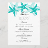 Turquoise Starfish Beach Wedding Dinner Menu (Devant)