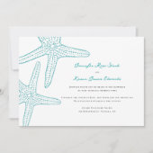 Turquoise Starfish Beach Wedding Kaart (Voorkant)