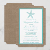Turquoise Starfish Burlap Beach Verloving Shower Kaart (Voorkant / Achterkant)