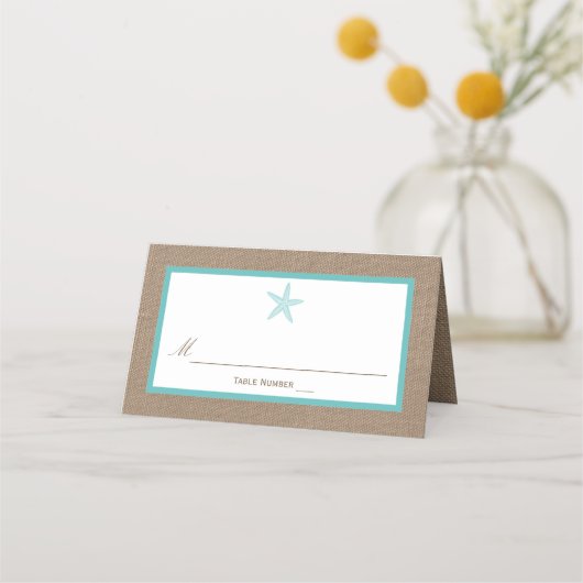 Turquoise Starfish Burlap Beach Wedding Collectie (Voorkant)