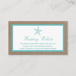 Turquoise Starfish Burlap Beach Wedding Collectie Informatiekaartje