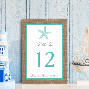 Turquoise Starfish Burlap Beach Wedding Collectie Kaart