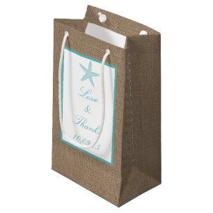 Turquoise Starfish Burlap Beach Wedding Collectie Klein Cadeauzakje