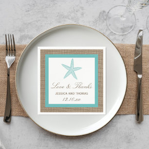 Turquoise Starfish Burlap Beach Wedding Collectie Servet