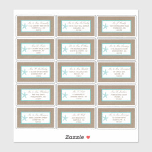 Turquoise Starfish Burlap Beach Wedding Collectie Sticker