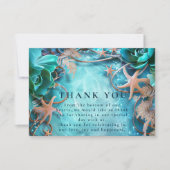 Turquoise Starfish Ocean Wedding Bedankkaart (Voorkant)
