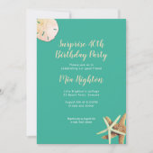 Turquoise Starfish Surprise Birthday Party Kaart (Voorkant)