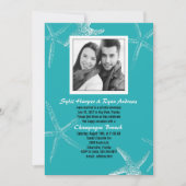 Turquoise Starfish Wedding Photo Reception Invite Kaart (Voorkant)
