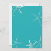 Turquoise Starfish Wedding Photo Reception Invite Kaart (Achterkant)