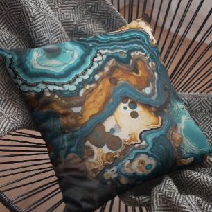 Turquoise steen look geode marmer kussen