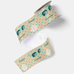 Turquoise Stippen Gelukige Reizen, Vakanties Lint