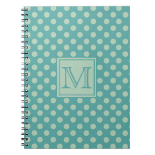 Turquoise Stippenpatroon Monogram Notitieboek