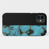Turquoise Stone Gold en Black Case-Mate iPhone Case (Achterkant (horizontaal))