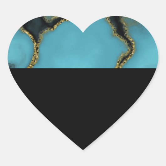 Turquoise Stone Gold en Black Hart Sticker (Voorkant)