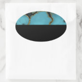 Turquoise Stone Gold en Black Ovale Sticker (Tas)
