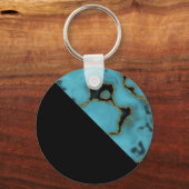 Turquoise Stone Gold en Black Sleutelhanger (Voorkant)