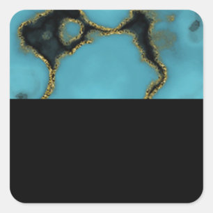 Turquoise Stone Gold en Black Vierkante Sticker