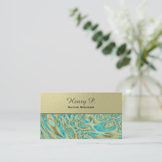 Turquoise Stone Rustic Wood Plain Visitekaartjes (Staand voorkant)