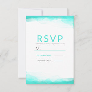 Turquoise Strand Aqua Aquarel Moderne Trouw RSVP Kaartje