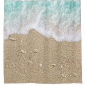 Turquoise strandgolven douchegordijn (Voorkant)