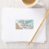 Turquoise Strandgolven Verspreiden Liefde Hand San Etiket (Insitu)