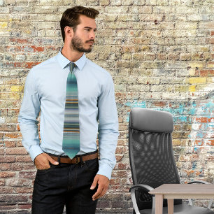 Turquoise strepen abstracte hedendaagse monogramme stropdas