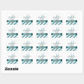 Turquoise strepen Initiaal Wedding Favor Label (Vel)