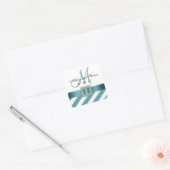Turquoise strepen Initiaal Wedding Favor Label (Envelop)