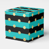 Turquoise strepen met Polka Dots Verjaardagsfeest Bedankdoosjes (Voorkant Zijde)