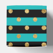 Turquoise strepen met Polka Dots Verjaardagsfeest Bedankdoosjes (Bovenkant)