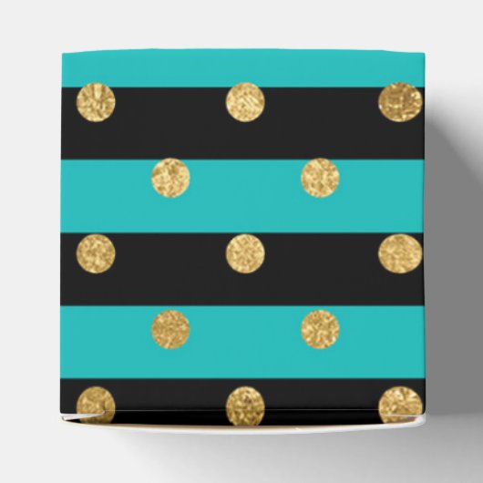Turquoise strepen met Polka Dots Verjaardagsfeest Bedankdoosjes (Bovenkant)