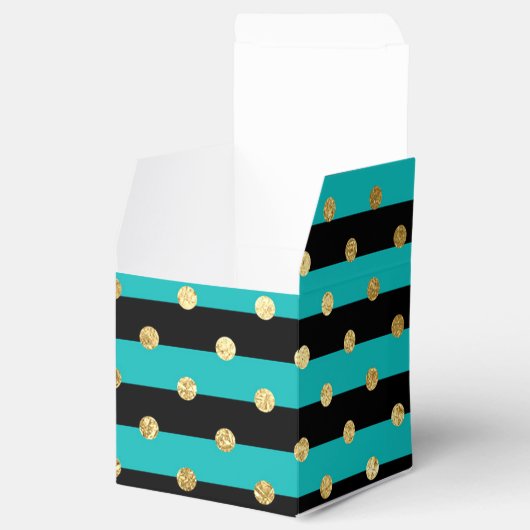 Turquoise strepen met Polka Dots Verjaardagsfeest Bedankdoosjes (Geopend)