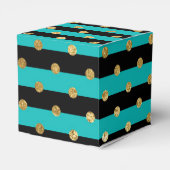 Turquoise strepen met Polka Dots Verjaardagsfeest Bedankdoosjes (Achterkant)