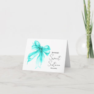 Turquoise Strikje Coquette Script Sweet 16 Bedankt