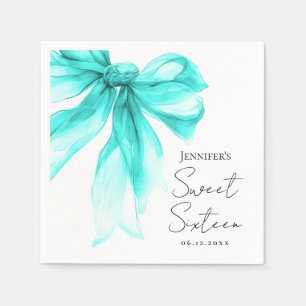 Turquoise Strikje Coquette Script Sweet 16 Feest Servet
