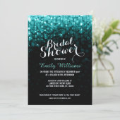 Turquoise string lichten bokeh vrijgezellenfeest kaart (Staand voorkant)