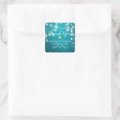 Turquoise String Lights Wedding Favor Dank u Vierkante Sticker (Tas)