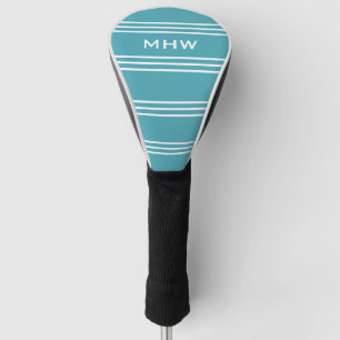 Turquoise Stripes aangepaste monogram bestuurdersc Golfheadcover