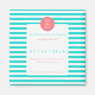 Turquoise Stripes - Save the Date Magnets Magneet