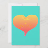 Turquoise Sunset Heart Monogram Kaart (Achterkant)